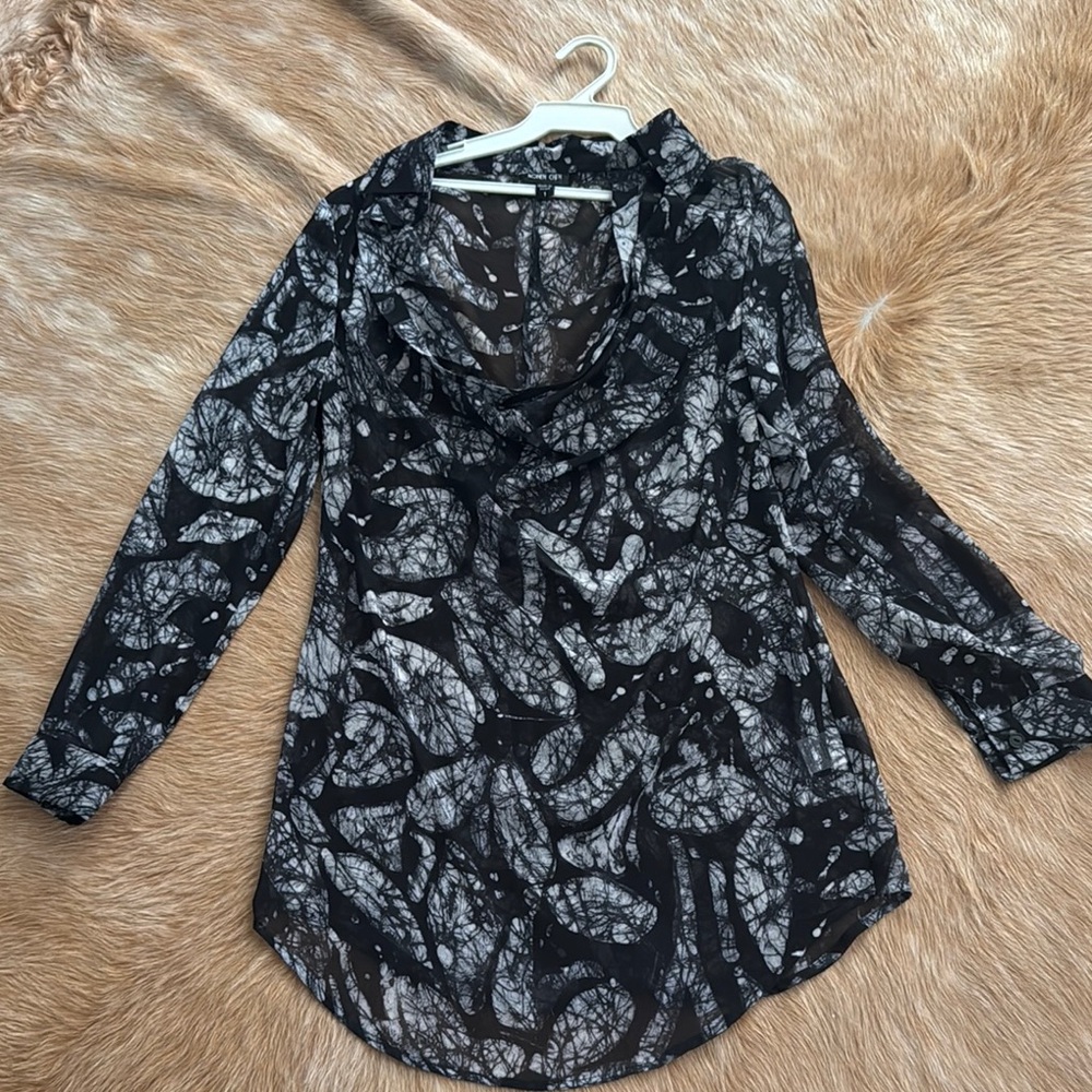 Ronen Chen sheer tunic Black and Gray Women's Top